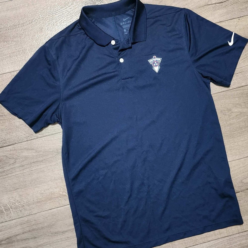 Nike NFL‎ Tennessee Titans Dri-FIT Polo Shirt Mens Small Navy Blue Performance